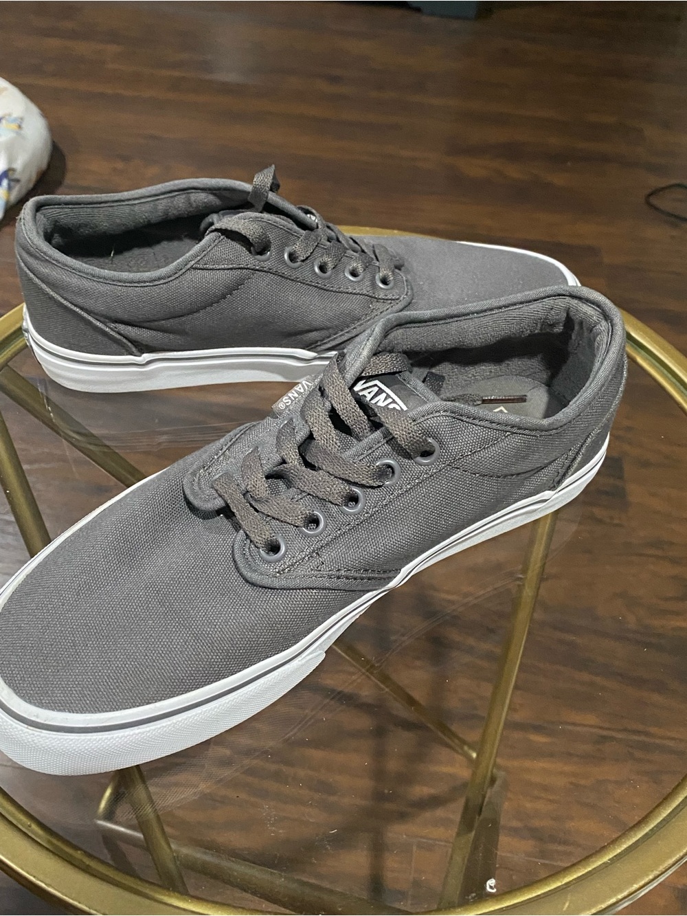 Vans Men's Low-Top Canvas Sneakers - Charcoal Gray with White Sole